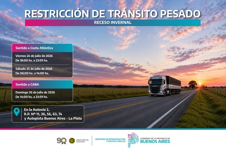 Será en la Autovía 2, Rutas Provinciales Nº11, 36, 56, 63, 74, y Autopista Buenos Aires–La Plata.