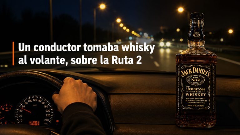 DEMENCIAL: TOMABA WHISKY AL VOLANTE Y SE BURLÓ DEL “SI NOS MATAMOS, NOS MATAMOS” EN LA RUTA 2